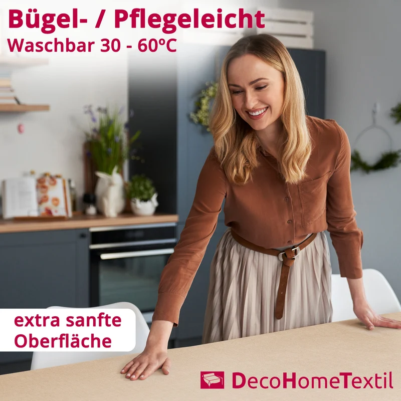 Leinen Optik Tischdecke eckig beige sand