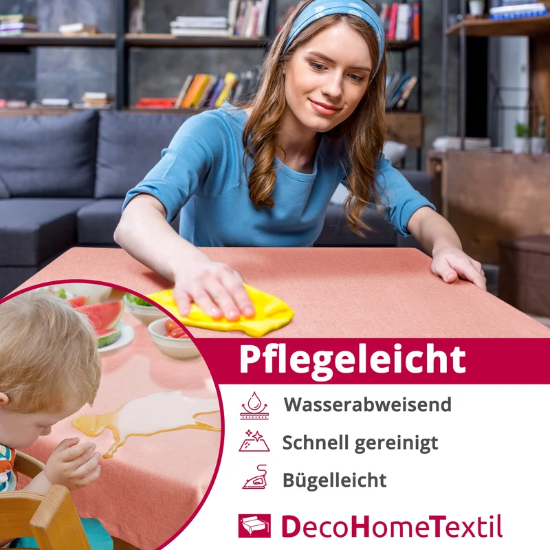 Leinen Optik Tischdecke eckig altrosa