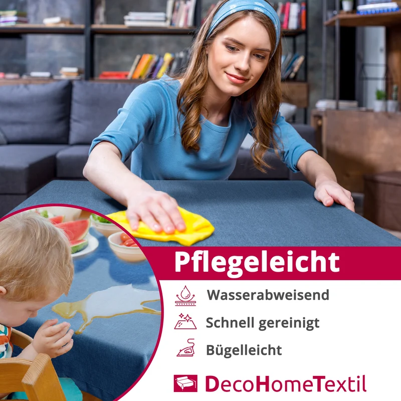 Leinen Optik Tischdecke eckig blau
