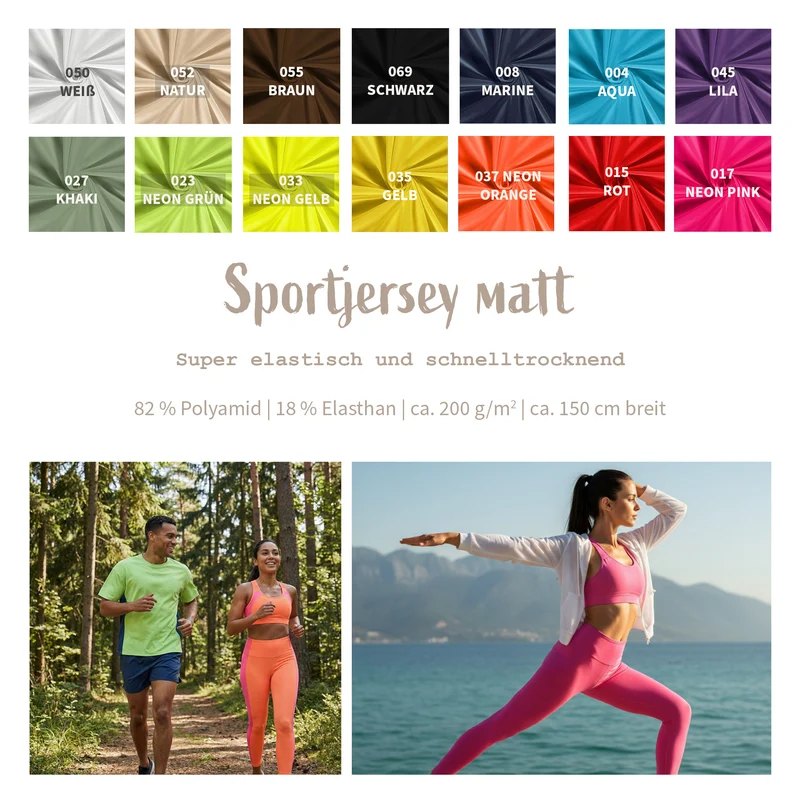 Sportjersey uni matt *Ab 50 cm