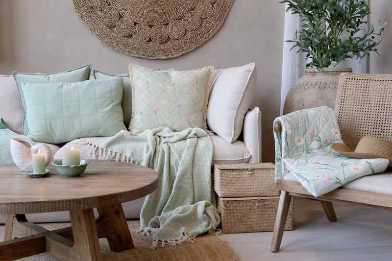 Chic Antique Aix Quilt mit Blumen Grün