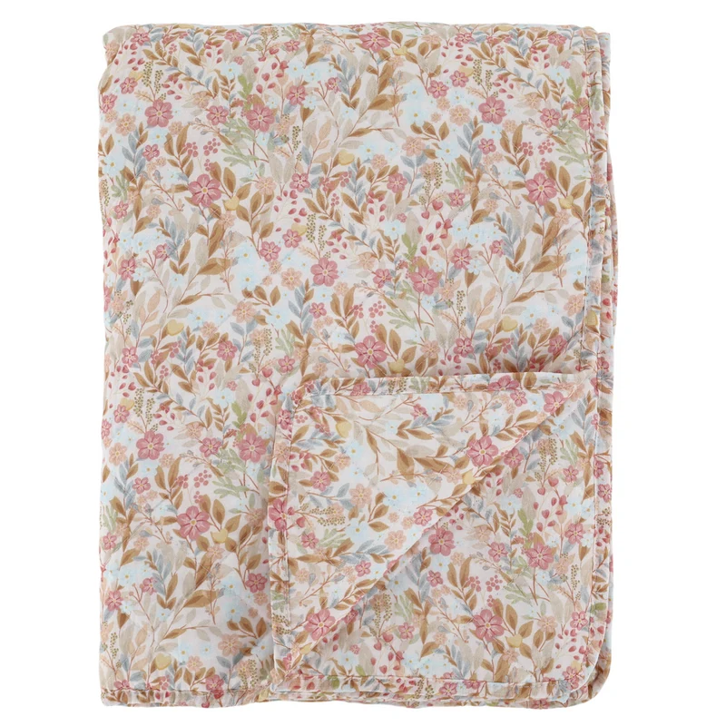 Chic Antique Aix Quilt mit Blumen Rosa & Sky Blue