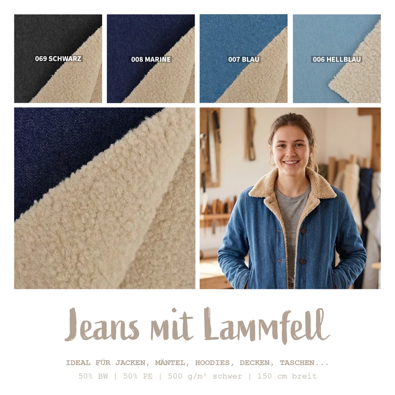 Jeans Doubleface Lammfell *Ab 50 cm