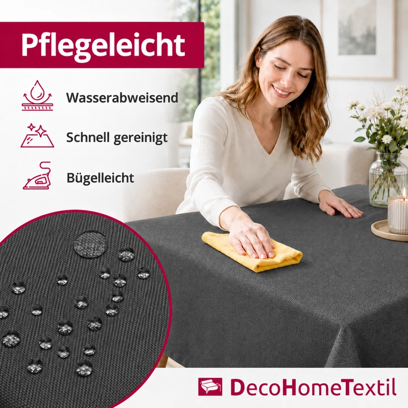 Leinen Optik Tischdecke eckig dunkelgrau