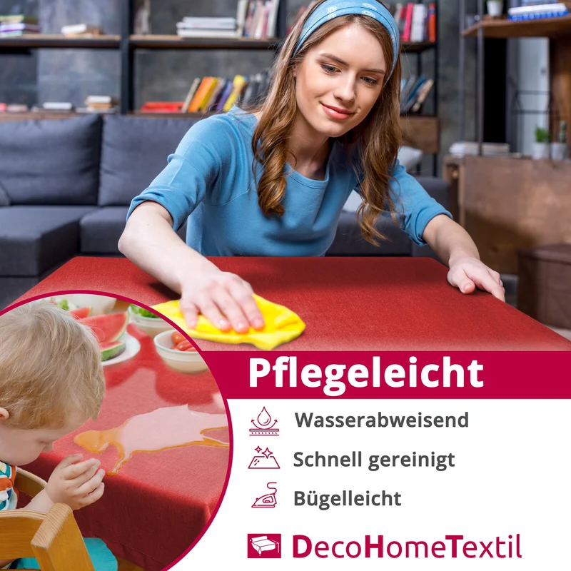 Leinen Optik Tischdecke eckig rot