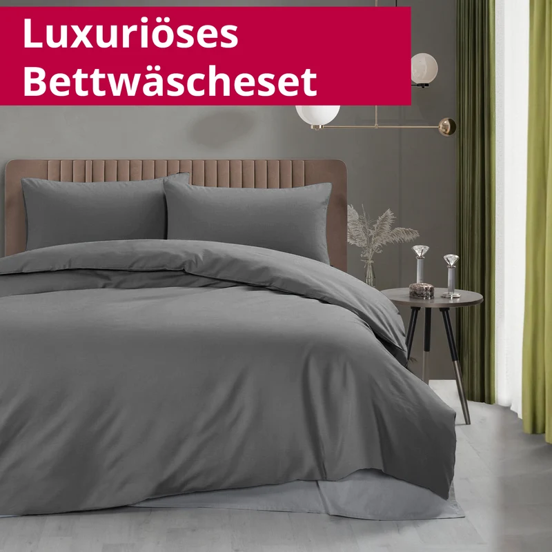 DecoHomeTextil Bettwäsche Set Bettgarnitur mit Reißverschluss Polycotton Uni