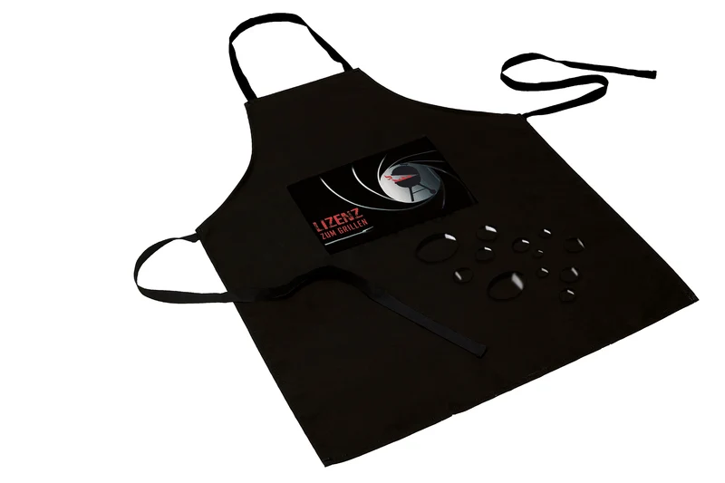Grillschürze Schürze mit Fleckschutzausrüstung 65 x 80 cm mit Bändern zum Umhängen und Binden