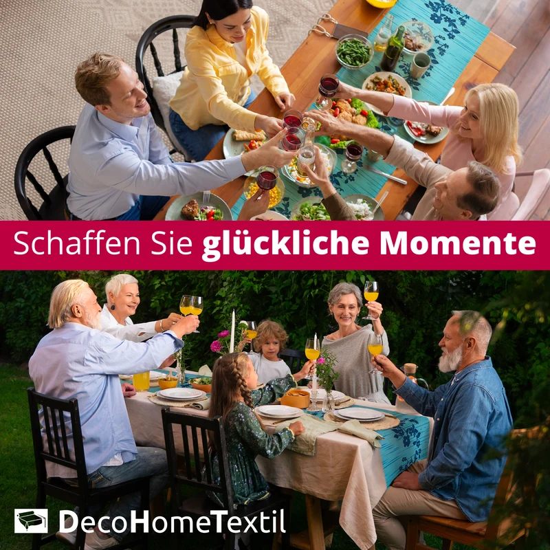 Miami Tischläufer Sunrise Floral aquablau