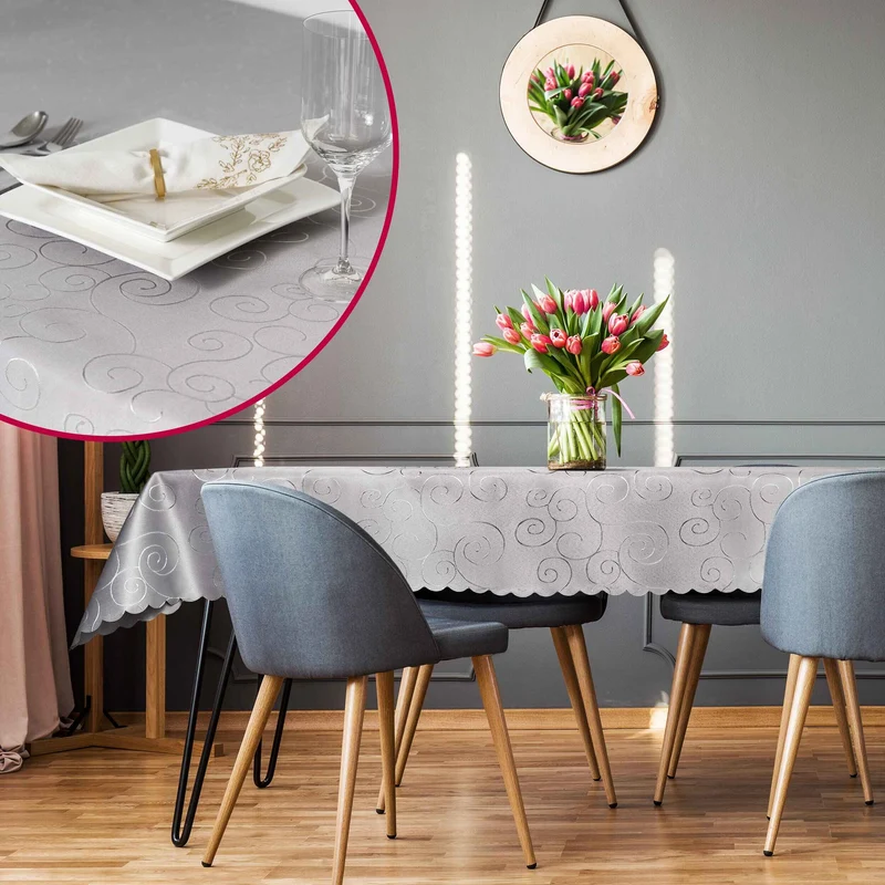 Kringel Ornamente Tischdecke Terrakotta oval