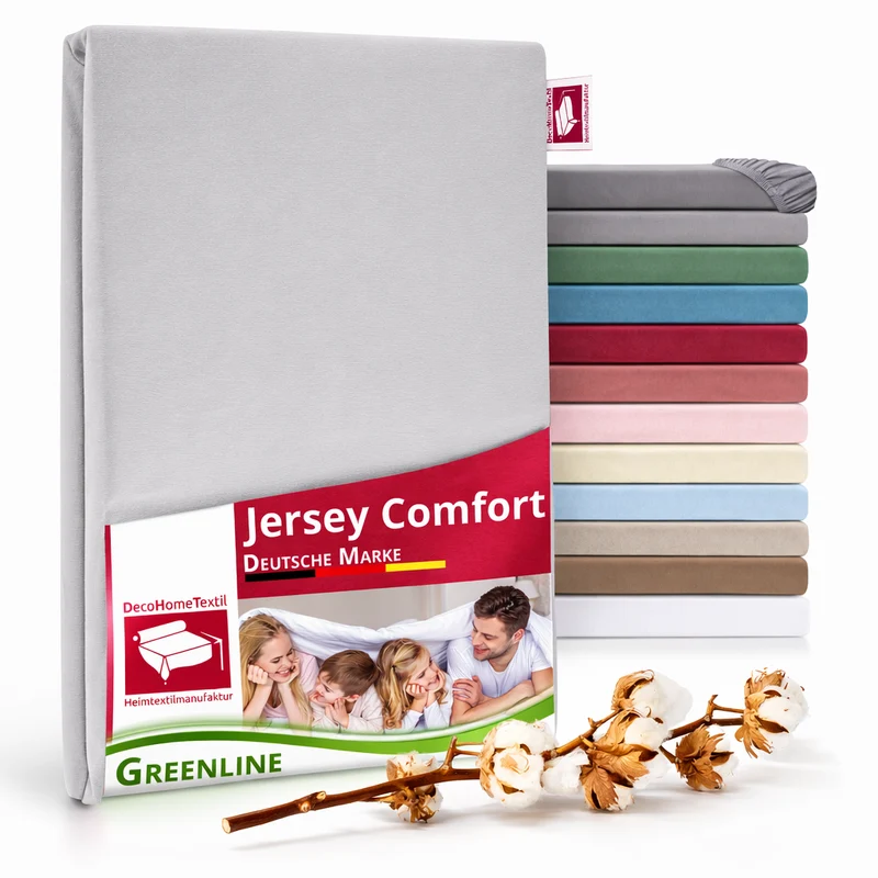 Greenline Spannbettuch Spannbettlaken Premium Jersey aus 100% Baumwolle
