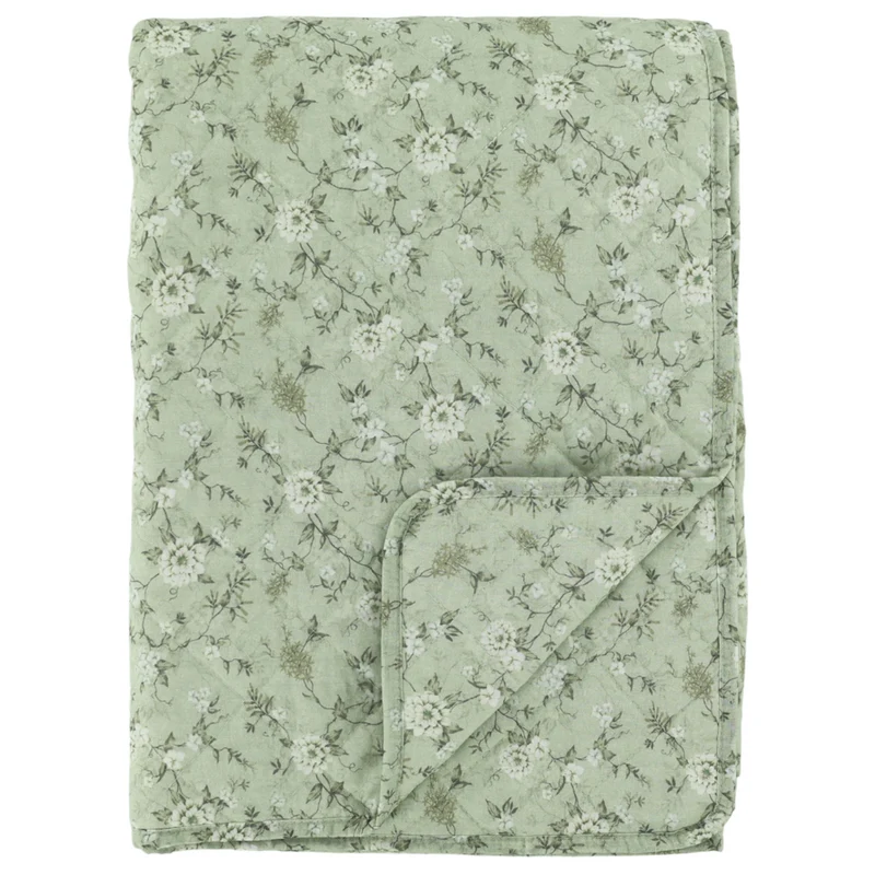 Chic Antique Aix Quilt mit Blumen Grün/Weiß