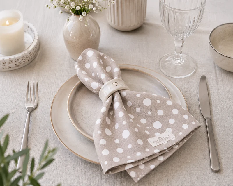 GreenGate Stoffserviette Neva Beige 40x40