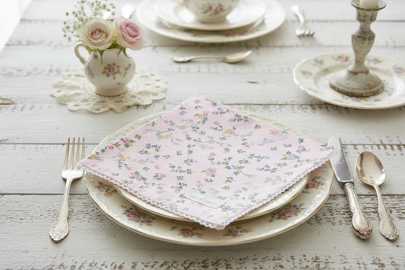 GreenGate Stoffserviette Leona Hellrosa 40x40
