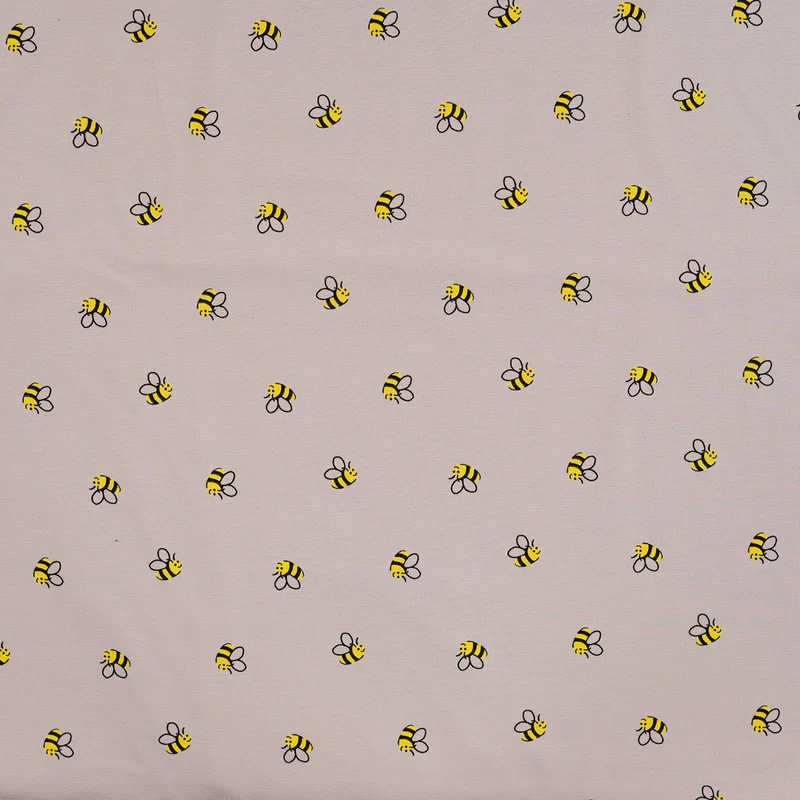 Baumwolljersey Bienen beige *Ab 50 cm