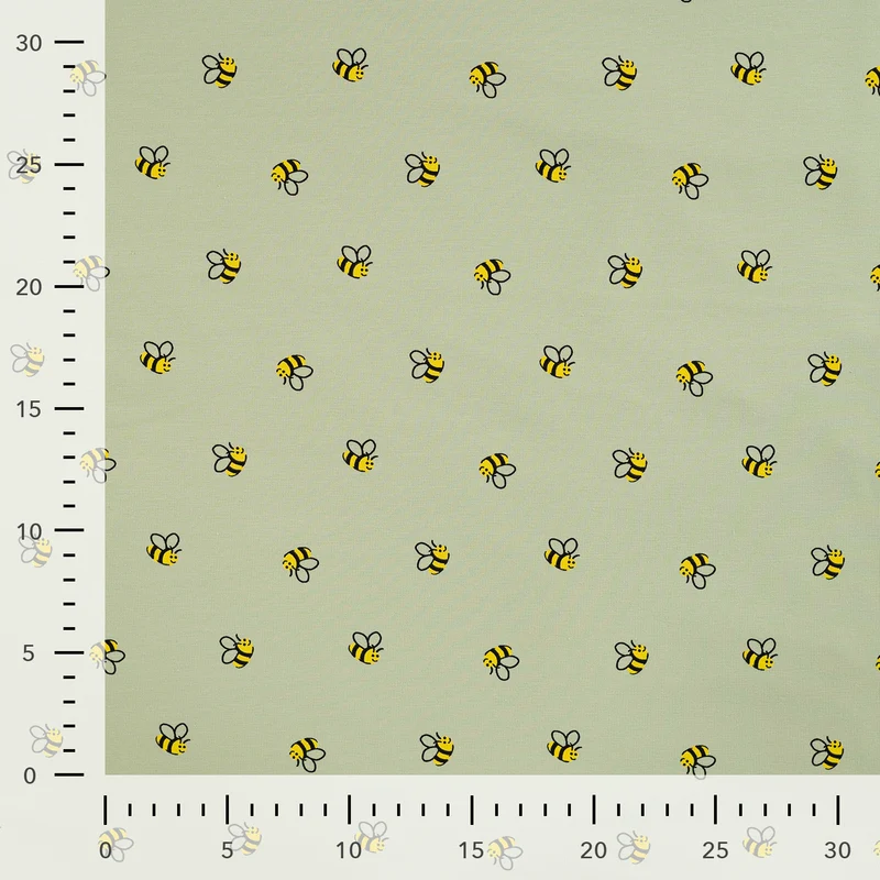 Baumwolljersey Bienen hellgrün * Ab 50 cm