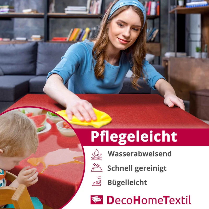 Leinen Optik Tischdecke oval / rund rot