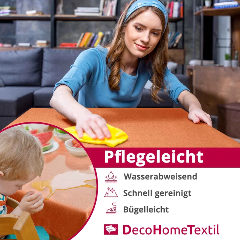 Leinen Optik Tischdecke oval / rund orange