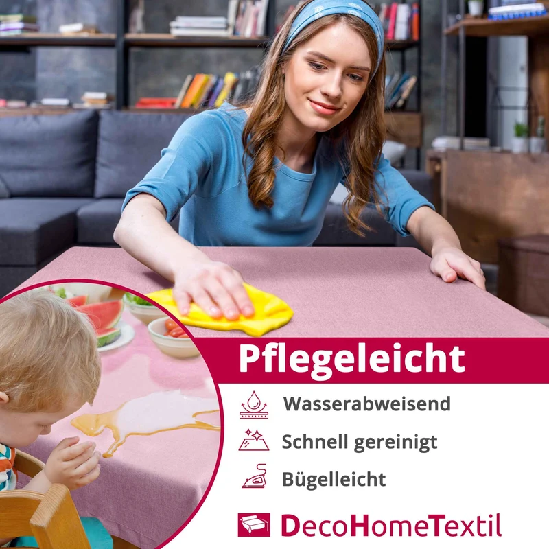 Leinen Optik Tischdecke oval / rund lila