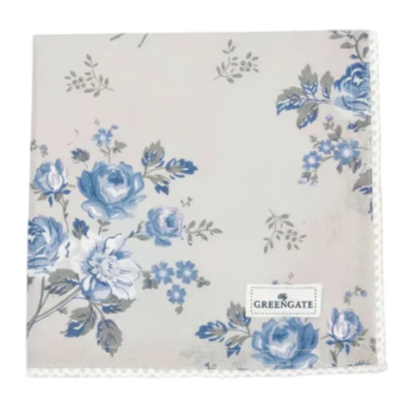GreenGate Stoffserviette Harmony Hellgrau mit Spitze 40x40