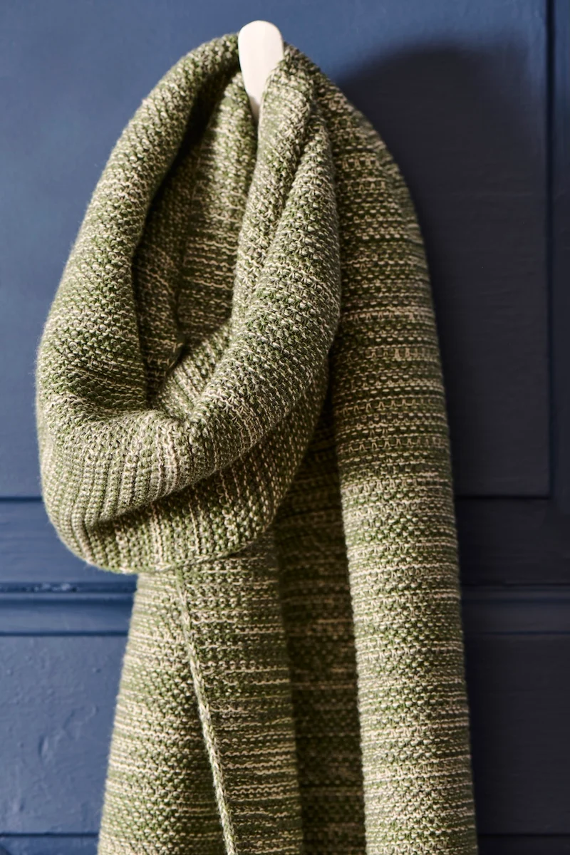Ib Laursen Halstuch Grün Melange – Gestricktes Baumwolltuch