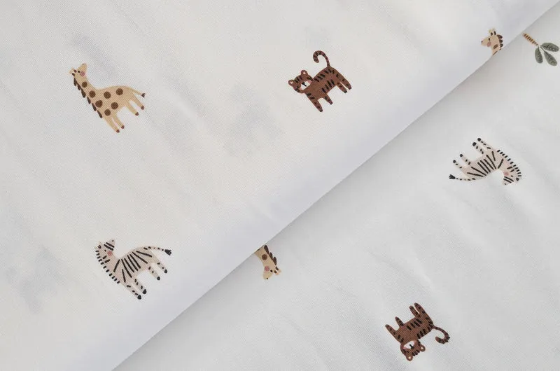 Baumwolljersey Tiere Afrika creme *Ab 50cm