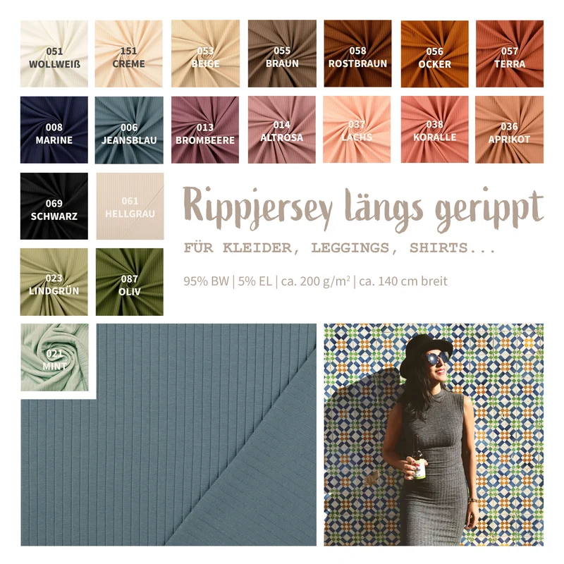 Rippjersey längs gerippt *Ab 50cm