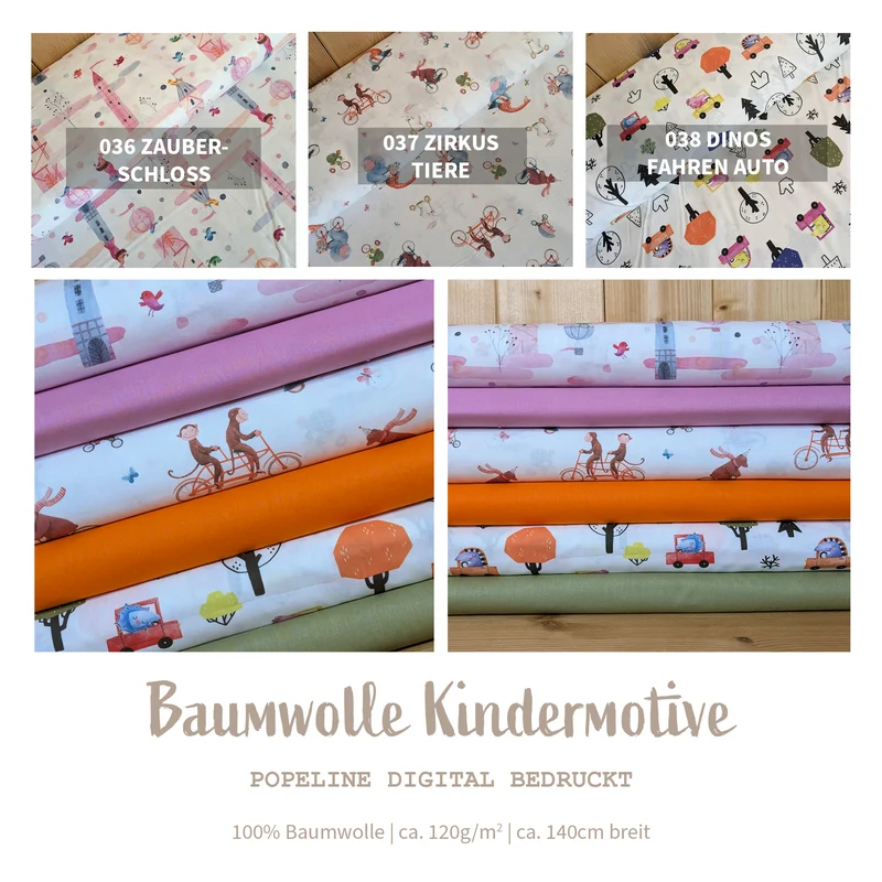 Baumwolle digital bedruckt Zirkustiere *Ab 50cm