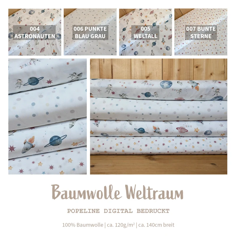 Baumwolle digital bedruckt Astronauten *Ab 50cm