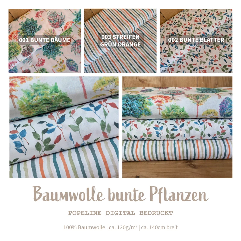Baumwolle digital bedruckt bunte Blätter *Ab 50cm