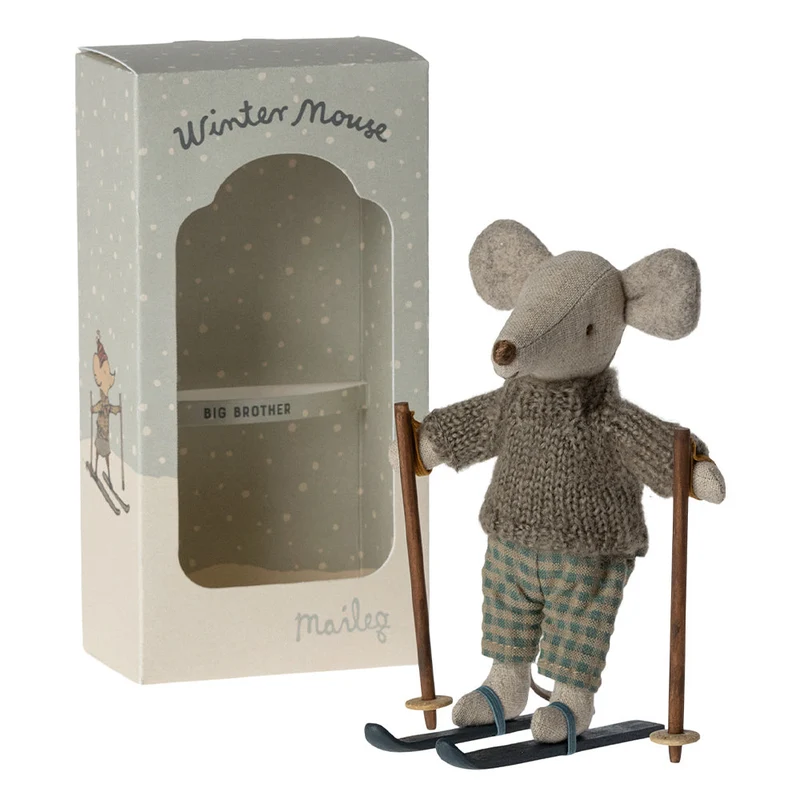 Wintermaus Großer Bruder mit Ski