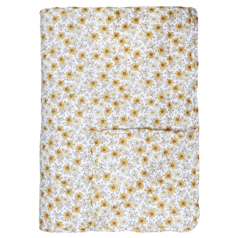 Chic Antique Vintage Quilt mit Margeritenprint Creme