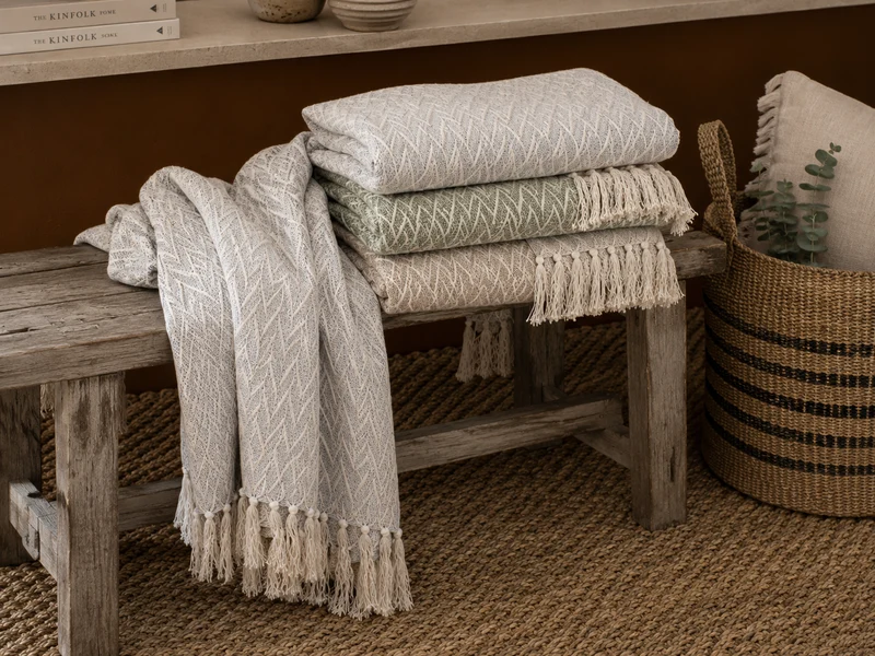 Chic Antique Plaid Tagesdecke Französisch Grau