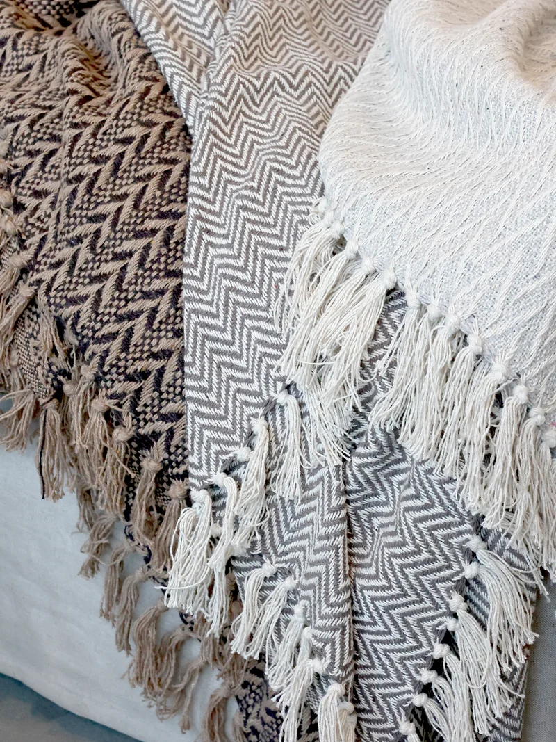Chic Antique Plaid Tagesdecke Französisch Grau