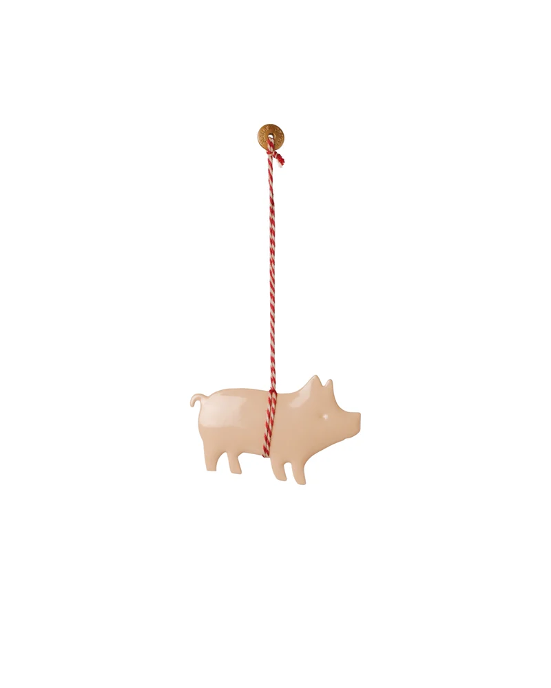 Metallornament Schwein – Rose