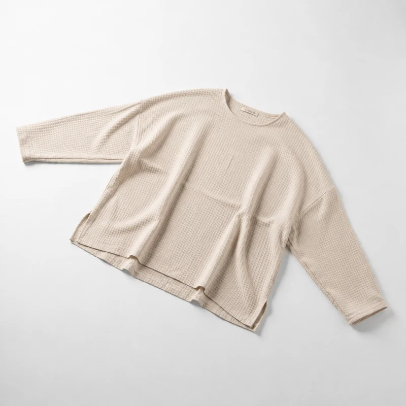 Re-Life Waffelstrick Stoff White Cap Grey