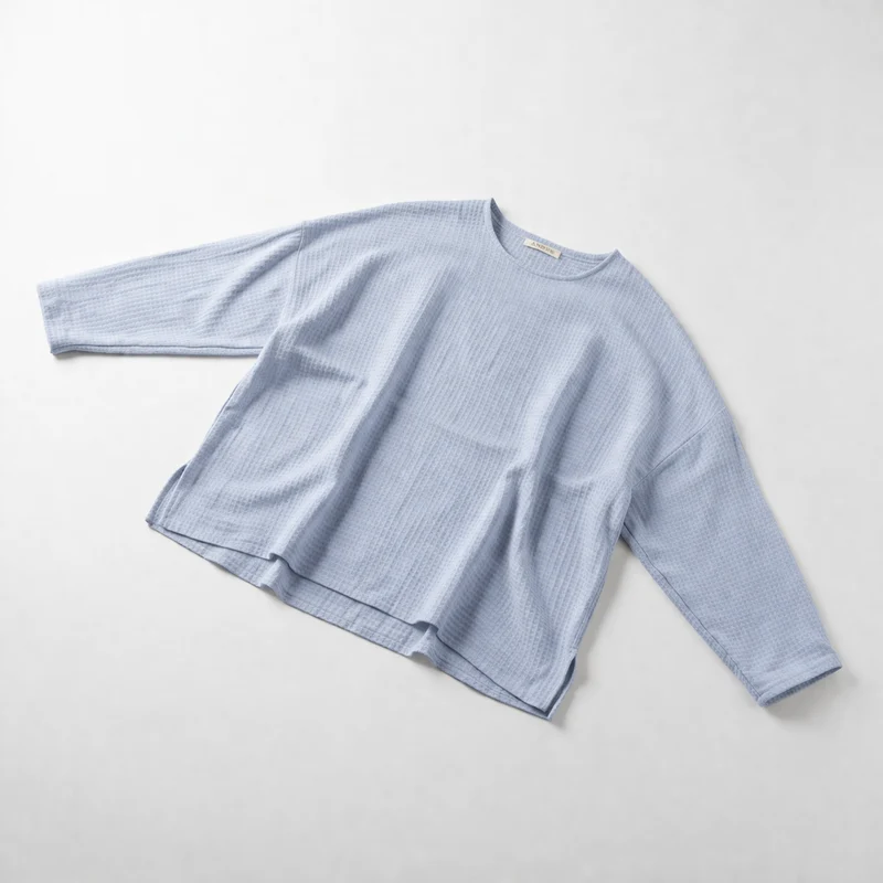 Re-Life Waffelstrick Stoff Sky Blue - komplette Originalrollen