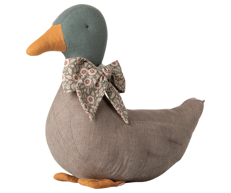 Ente mit Schleife - Grau/Grün