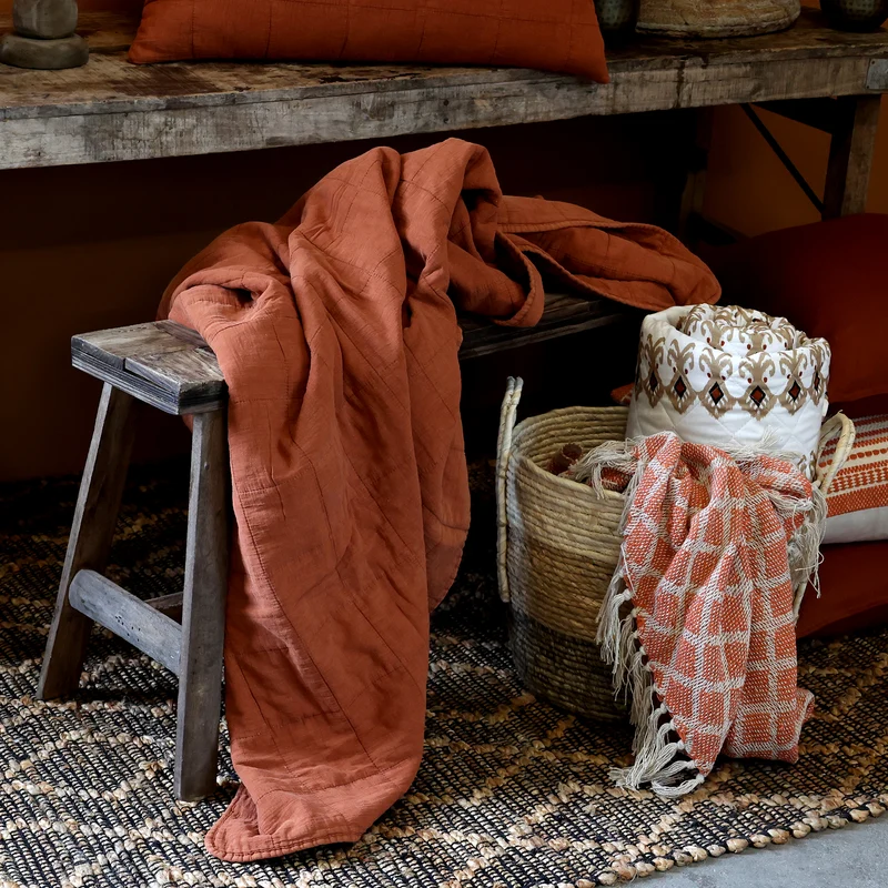 Chic Antique Vintage Quilt Terracotta