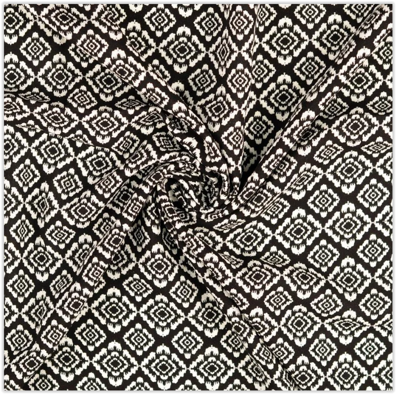 Viskose-Leinen Ethno schwarz *Ab 50cm