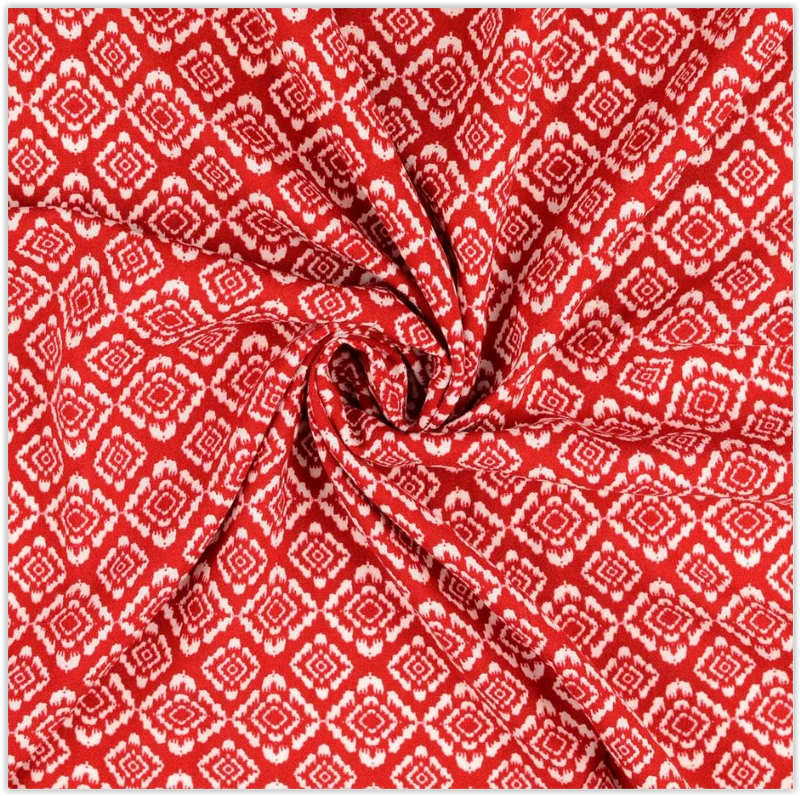 Viskose-Leinen Ethno rot *Ab 50cm