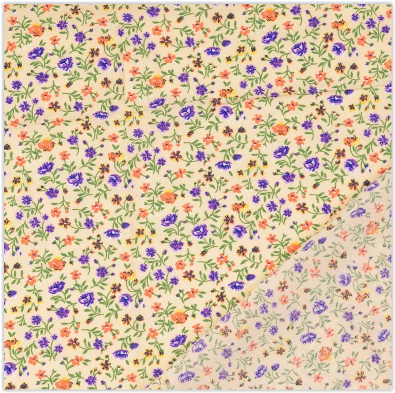 Viskose Blumen lila-orange *Ab 50 cm