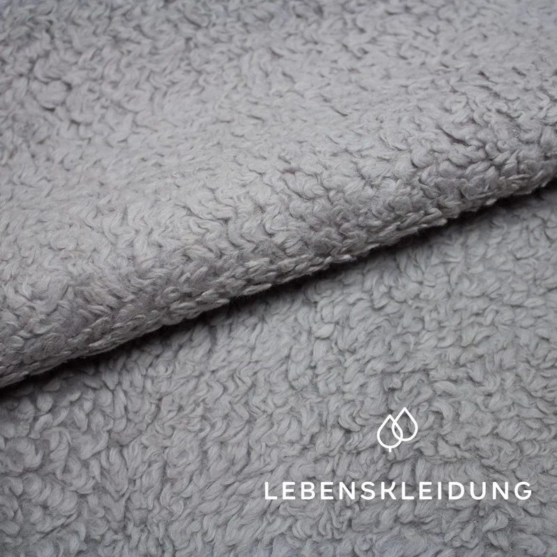 Bio Plüsch Stoff - Grau — ganze Rolle (20 m)
