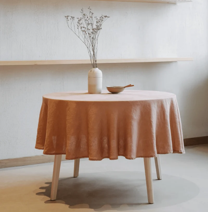 Tischdecke rund aus leichtem Leinen