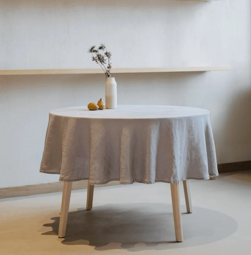 Tischdecke rund aus leichtem Leinen