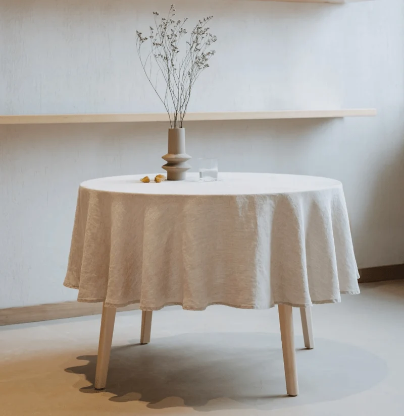 Tischdecke rund aus leichtem Leinen