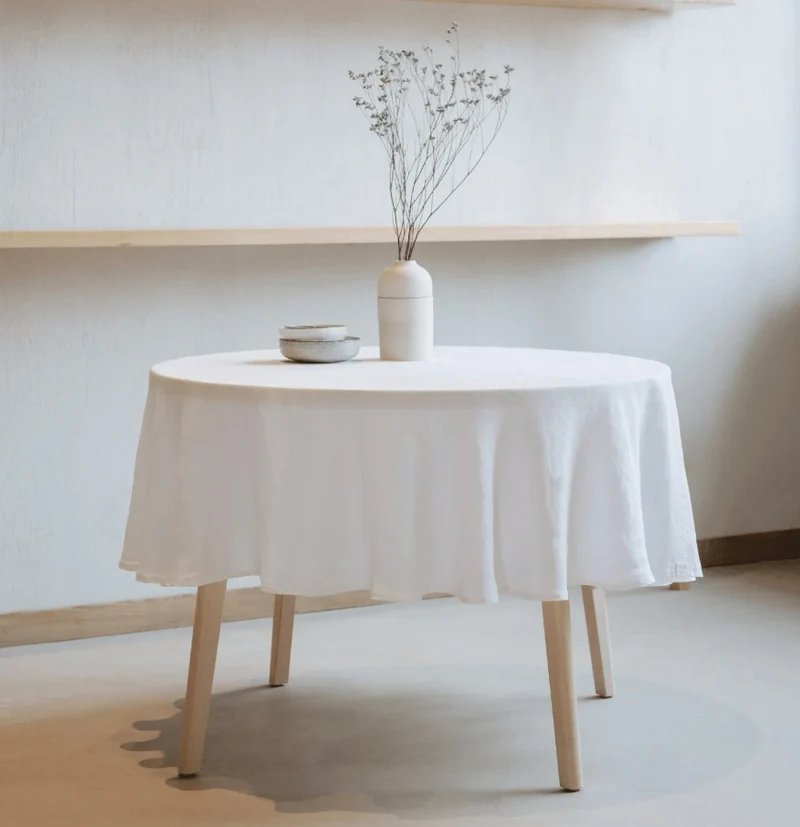 Tischdecke rund aus leichtem Leinen