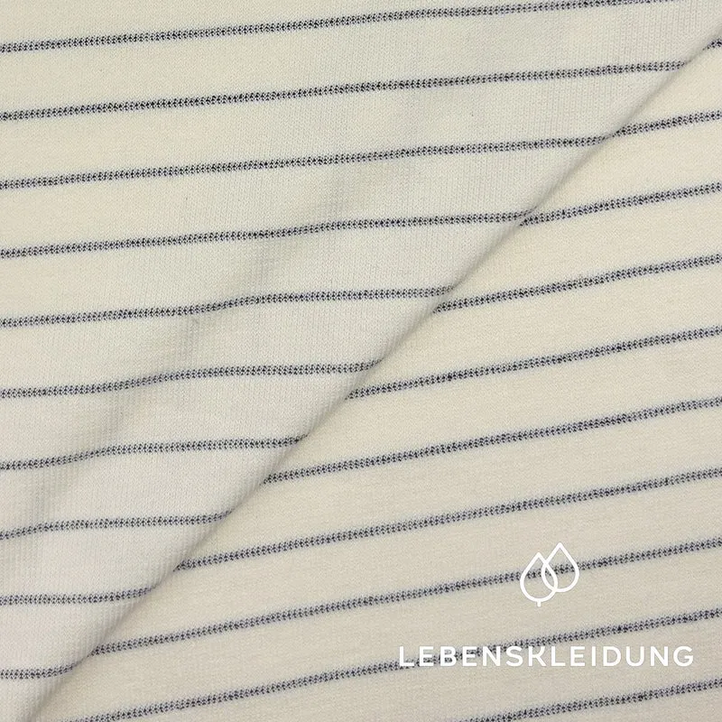 Re-Life Gestreifter Single Jersey Ecru/ Natural - Navy