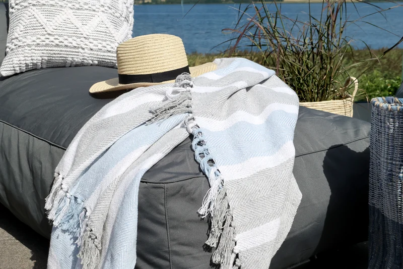 Chic Antique Aix Plaid Französisch Grau / Sky Blue