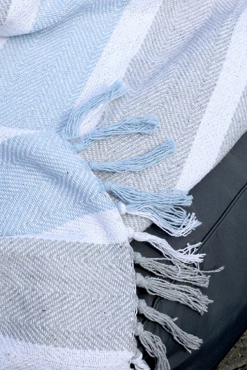 Chic Antique Aix Plaid Französisch Grau / Sky Blue