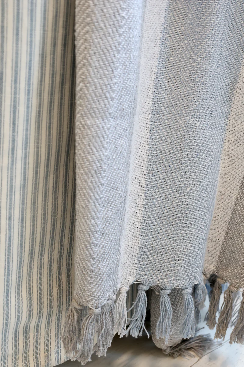 Chic Antique Aix Plaid Französisch Grau / Sky Blue